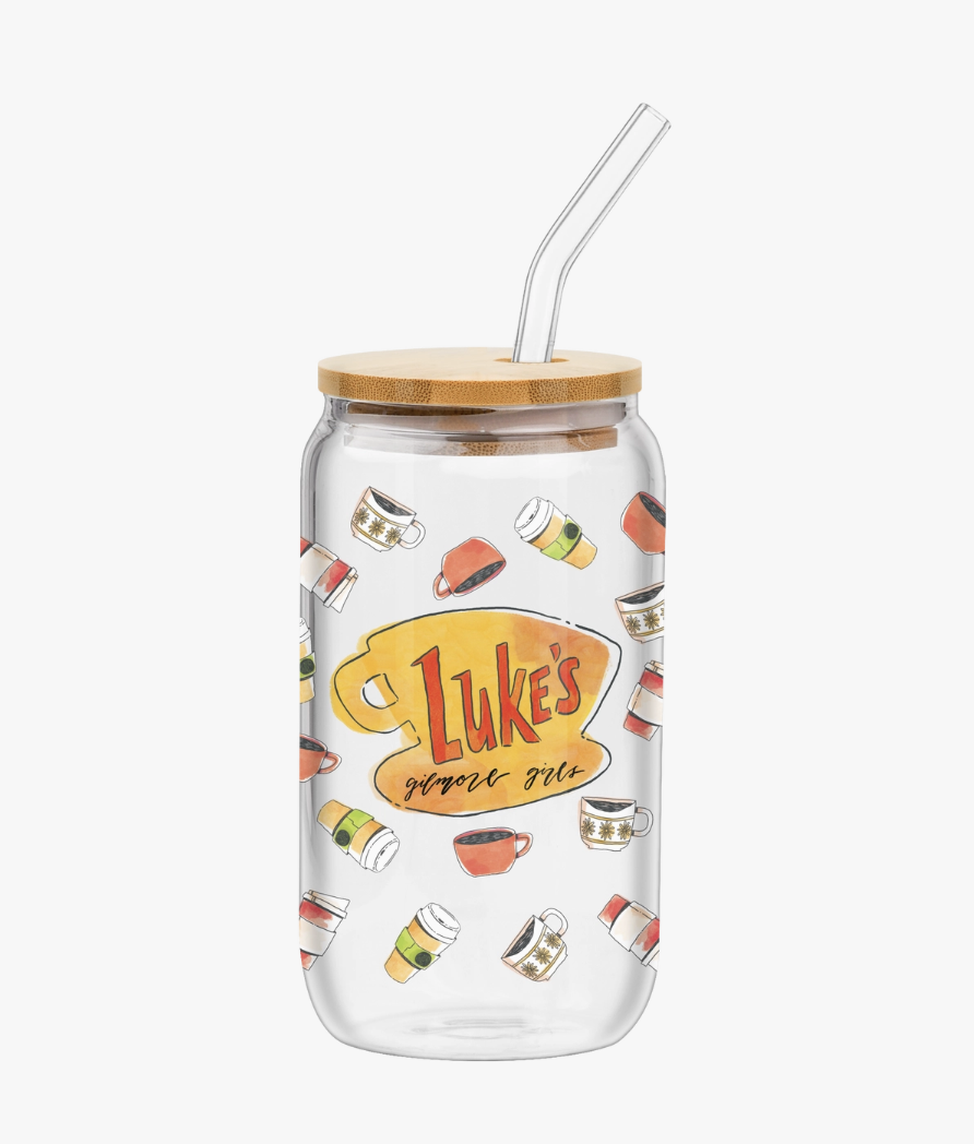 Gilmore Girls Luke's Diner 16oz Glass Tumbler w/ Bamboo Lid & Glass Straw