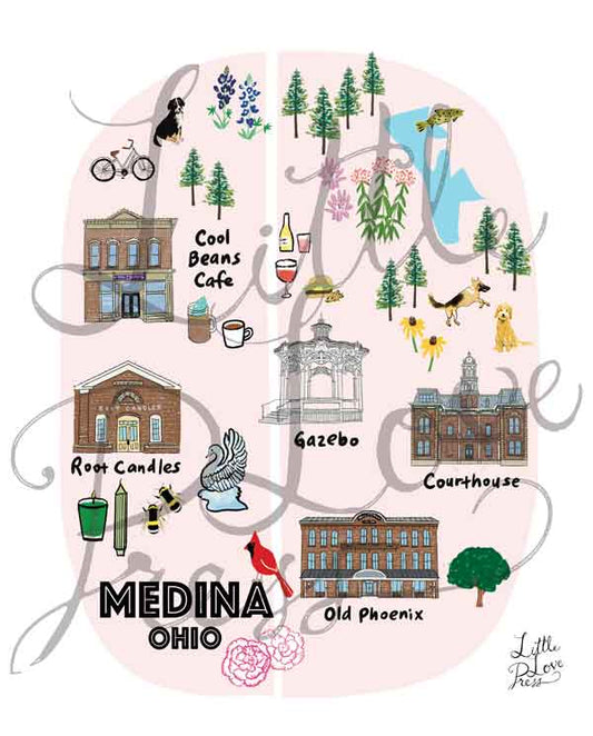 Custom Map of Medina, OH Sticker