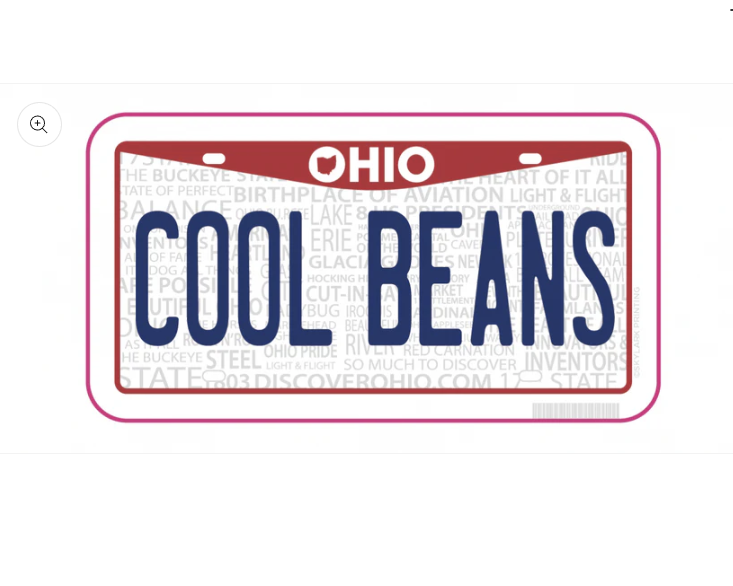 Cool Beans Ohio License Plate Sticker